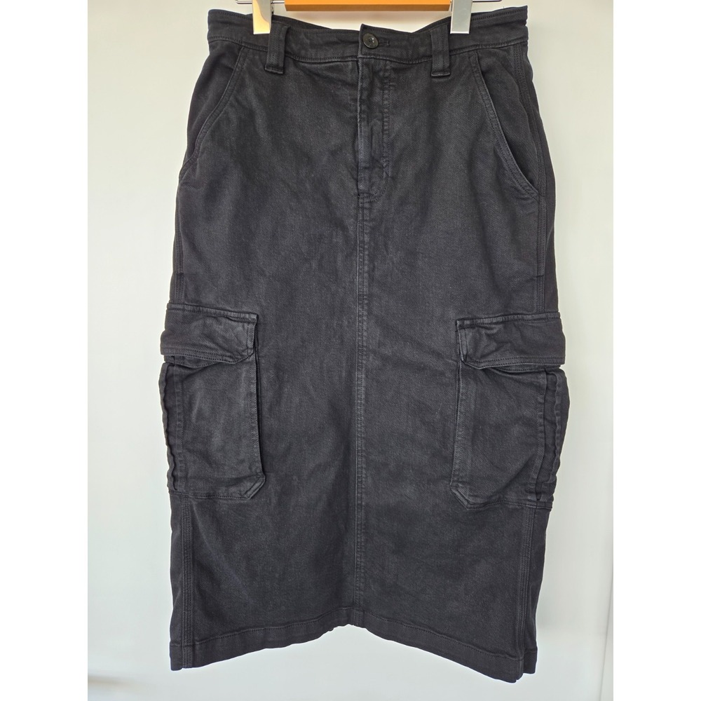 TNA Aritizia Cargo Maxi Skirt Black Back Slit Sz 2 Chucky Utility Army Y2K Grung